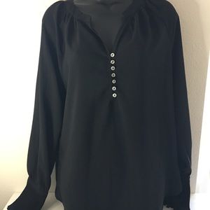 Current Air Sheer Black Long Sleeve Top